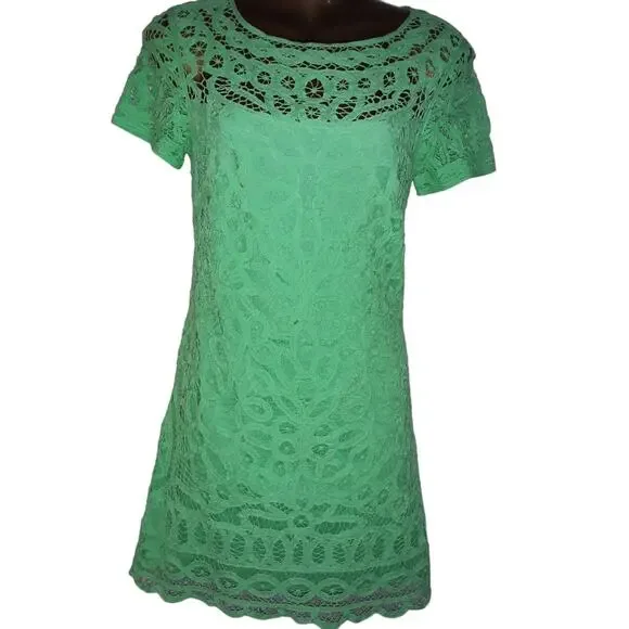 Lilly Pulitzer Sz S MARIA KATE Bold, Bright Lime Green Lacy Dress - Picture 1 of 7